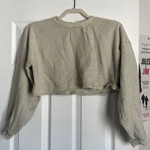 Cropped glassons striped crew neck